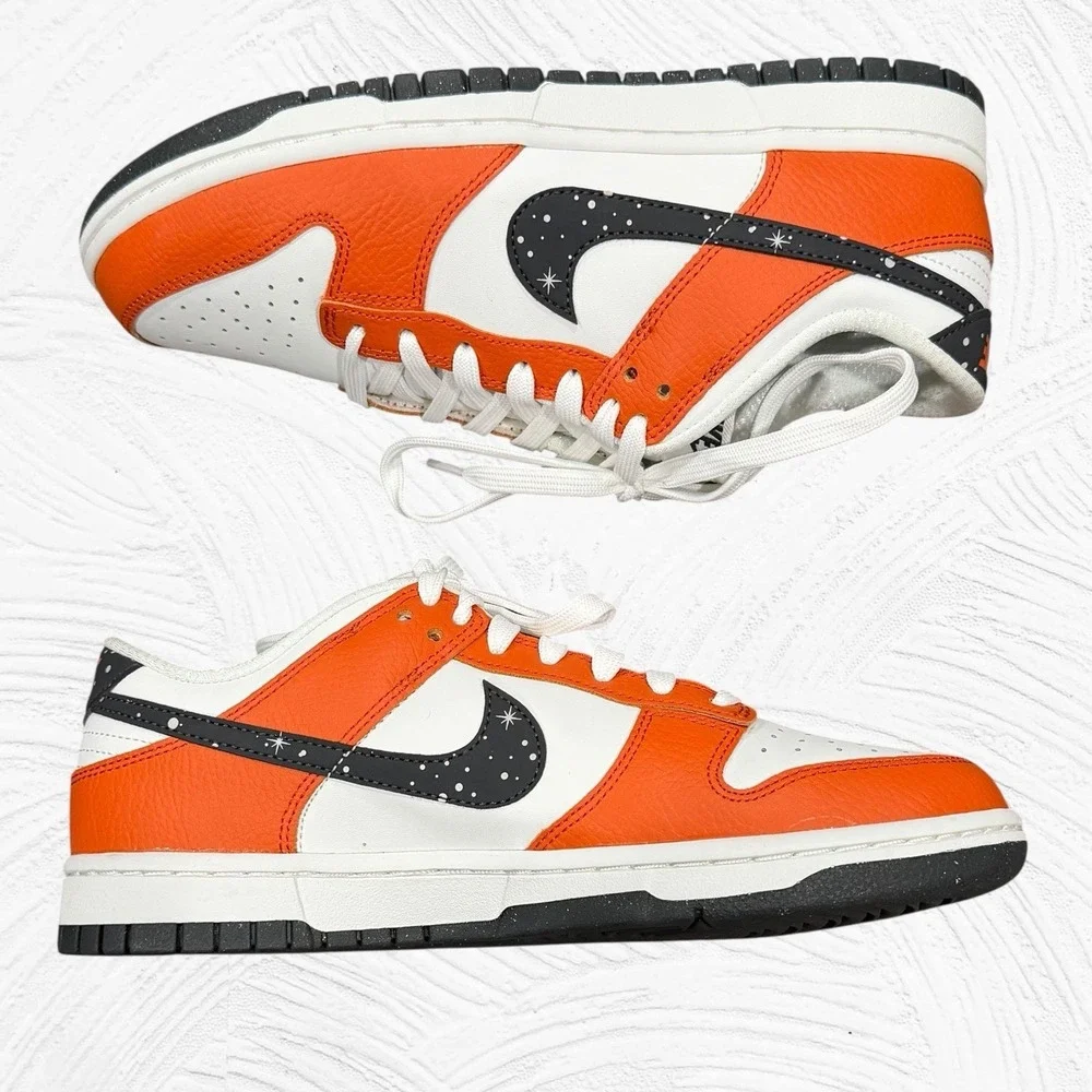 Nike Dunk Low Night Sky Starry‎ Swoosh Campfire Orange FV6909-800 sz 7.5 Men's
